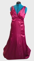 24 Satin Cranberry Dress with White Tie Back Sash