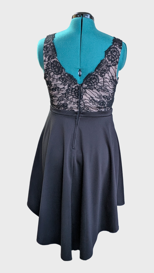 Black Lacey High-Low Cocktail Dress