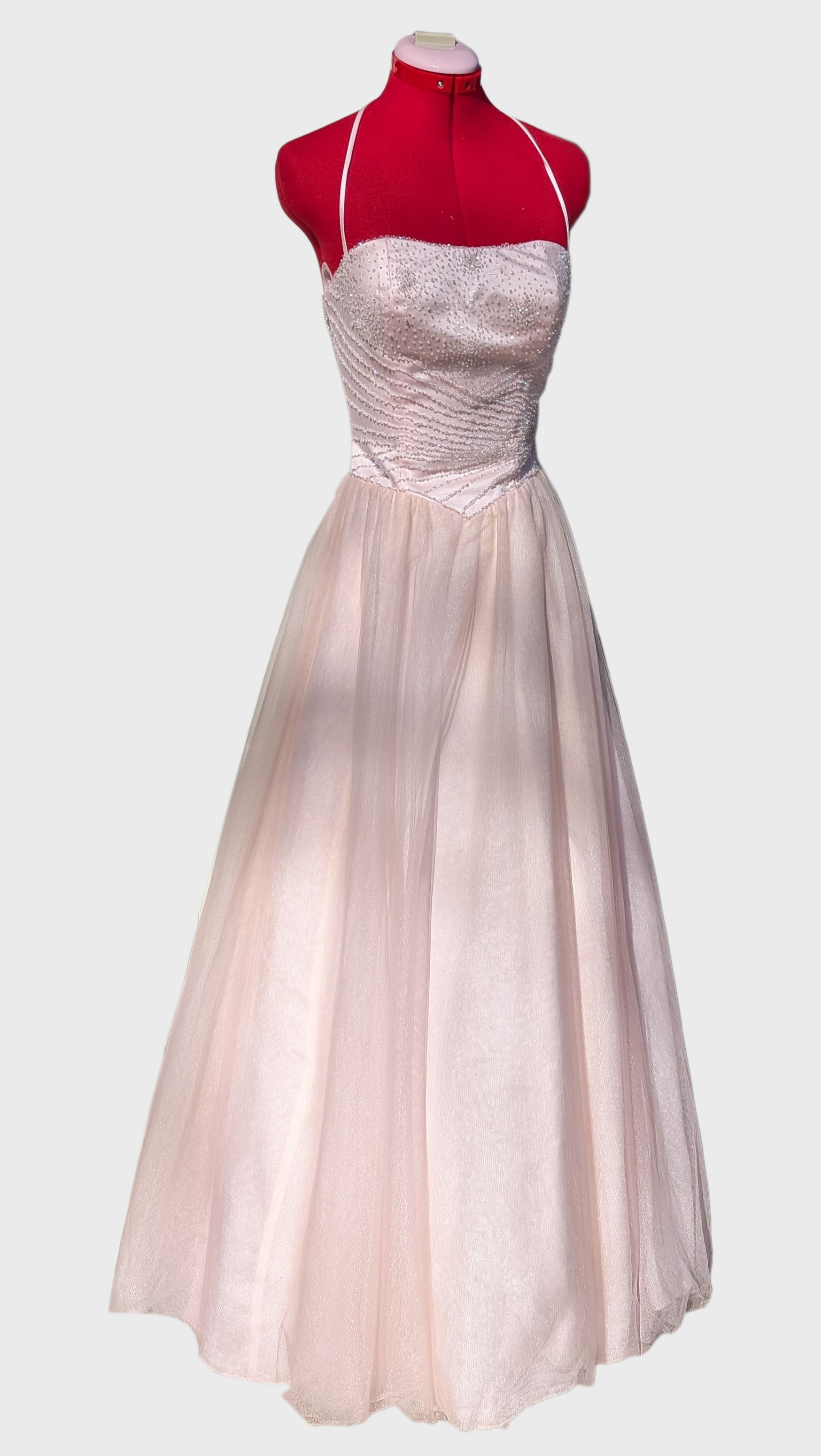 Strapless Pink Chiffon with Beads