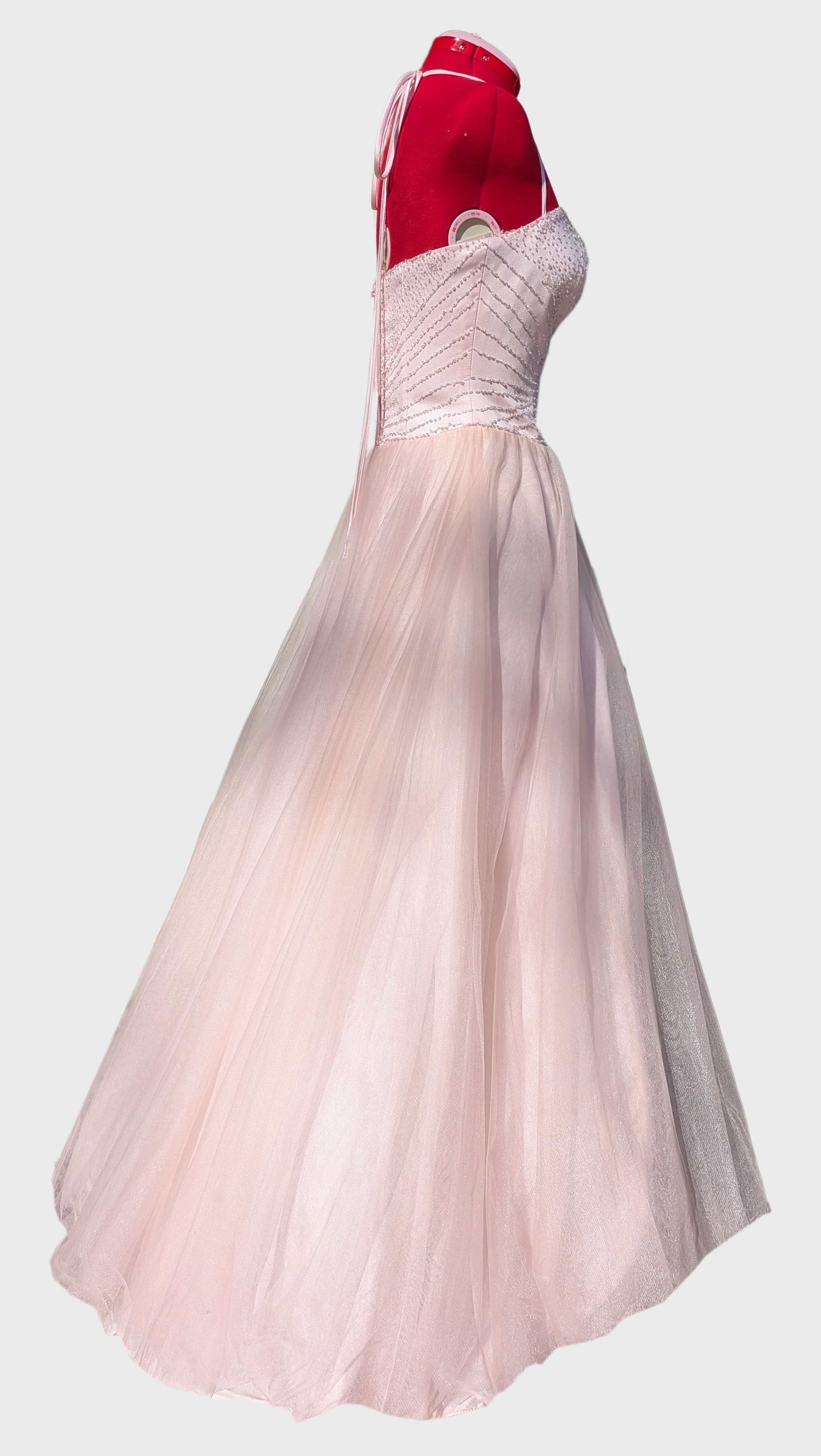 19 Strapless Pink Chiffon with Beads
