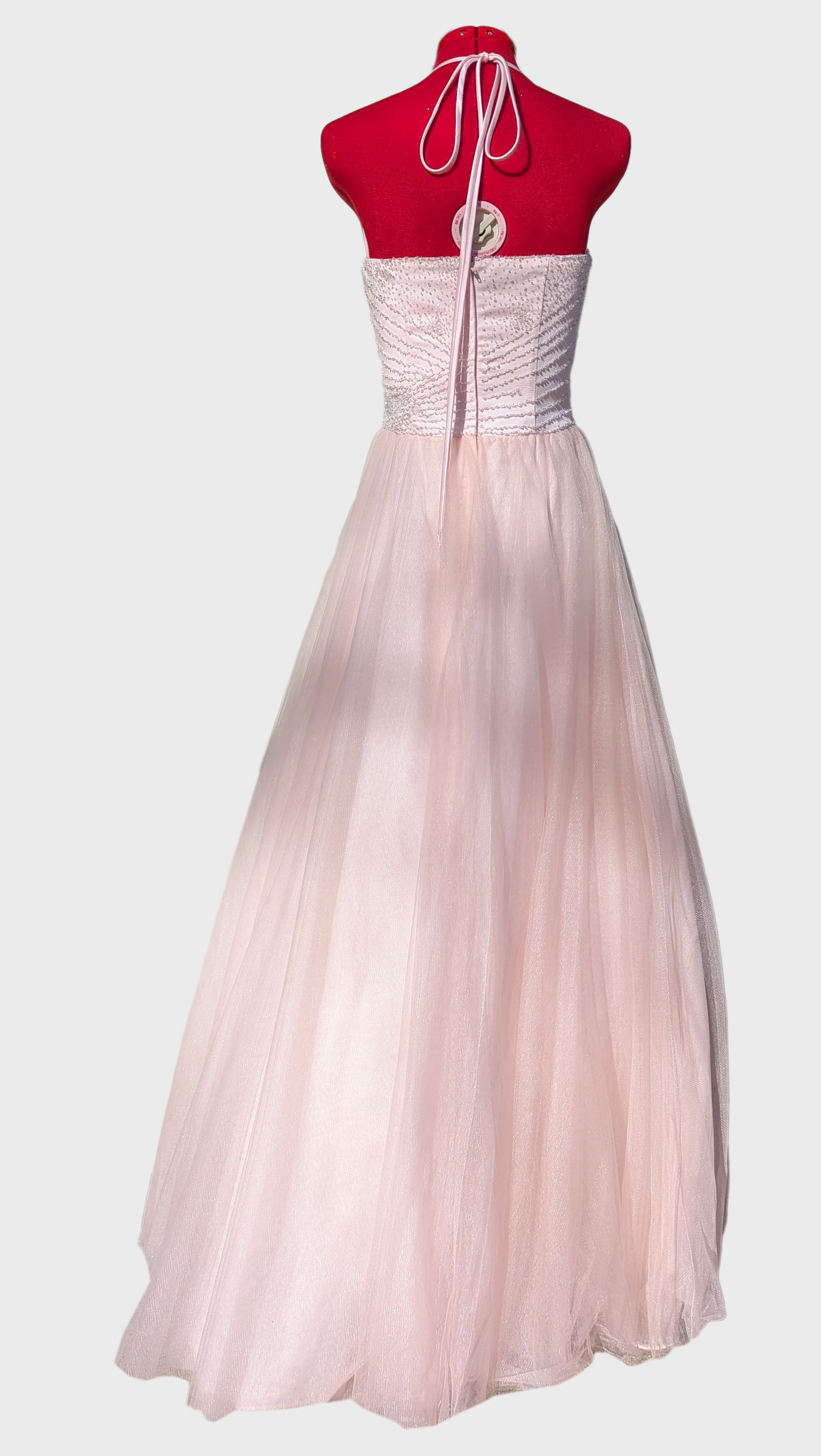 19 Strapless Pink Chiffon with Beads