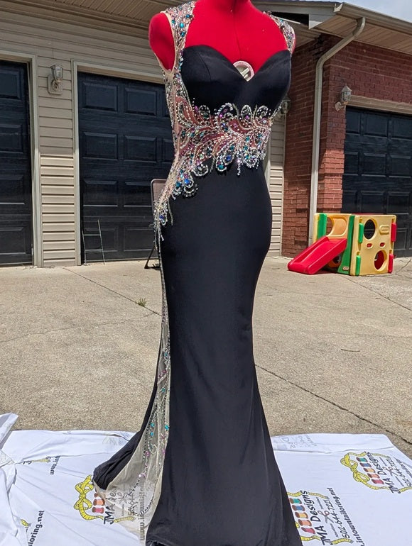 Gemstone and Black Floor Length Dress