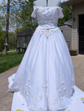 13 White Rosettes on Off the Shoulder