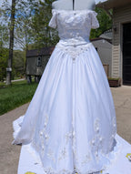 13 White Rosettes on Off the Shoulder