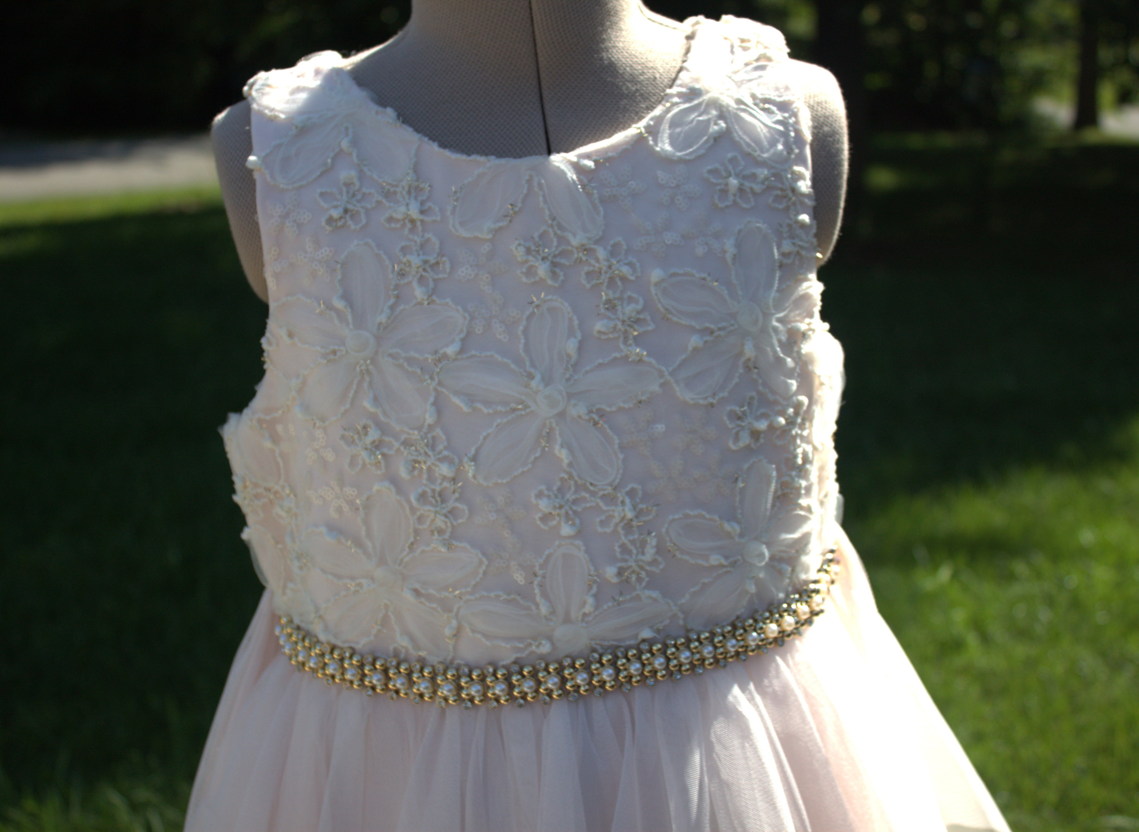 111 Blush and White Kids Dress