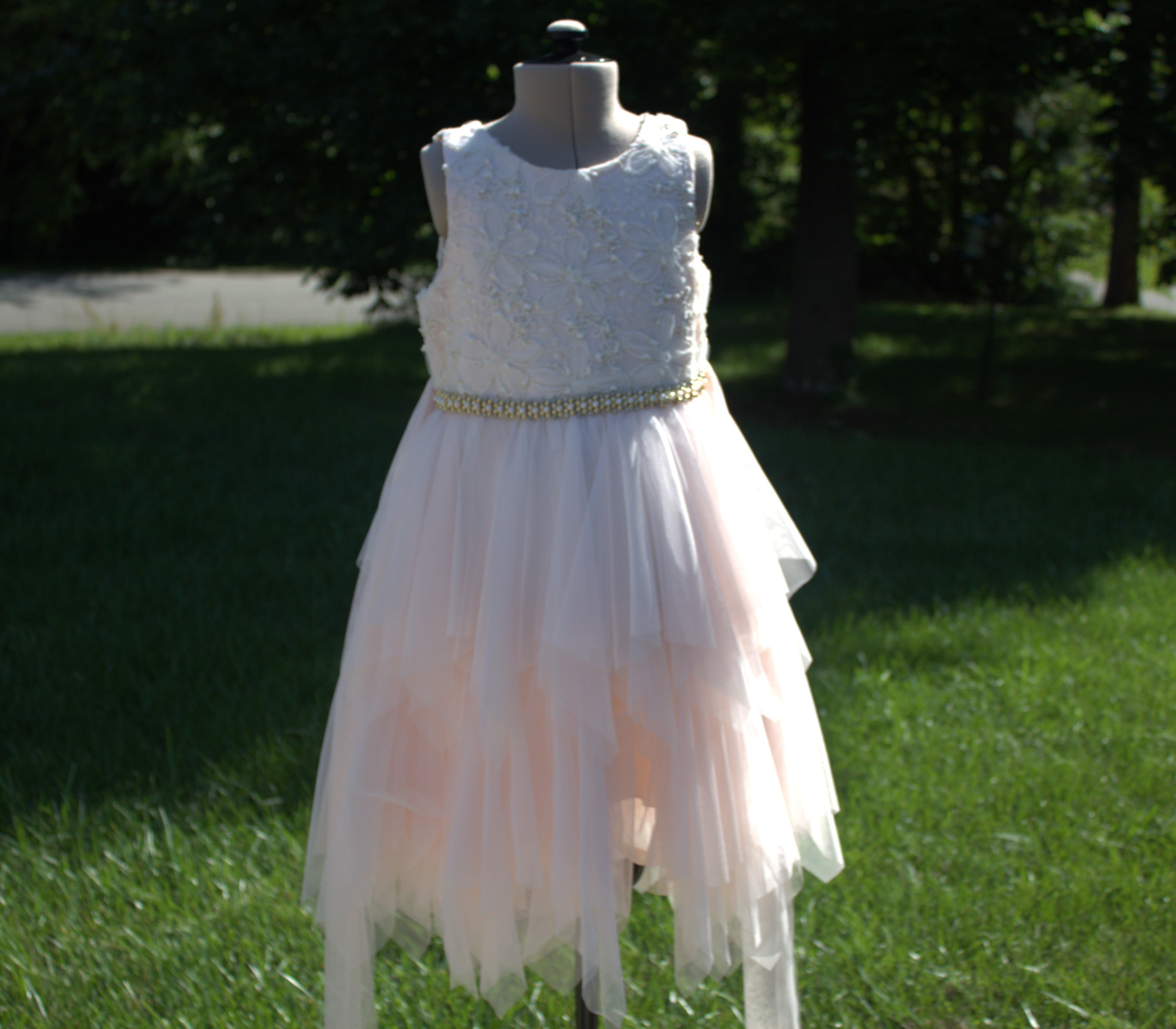 111 Blush and White Kids Dress