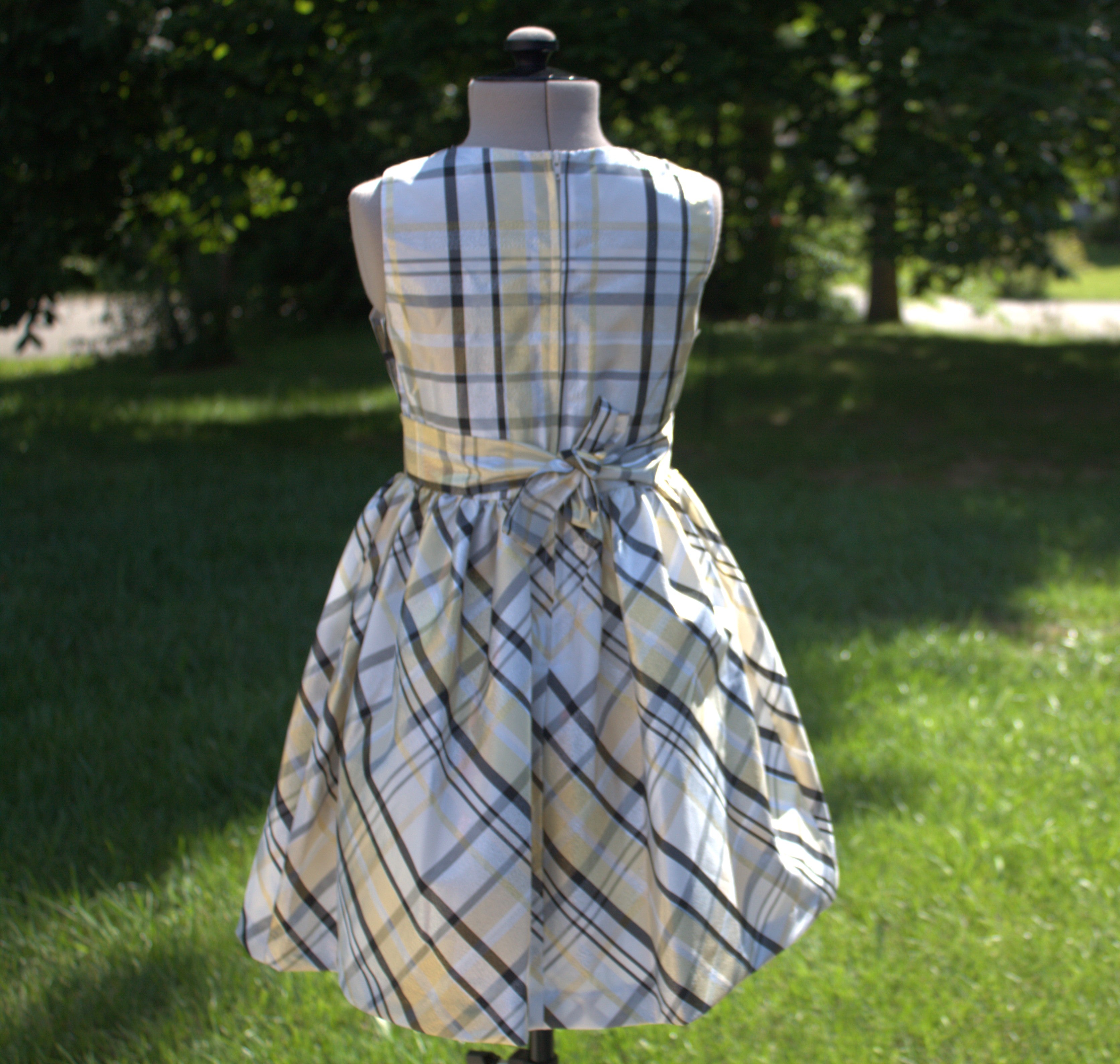 112 Yellow and Black Gingham Kids Dress