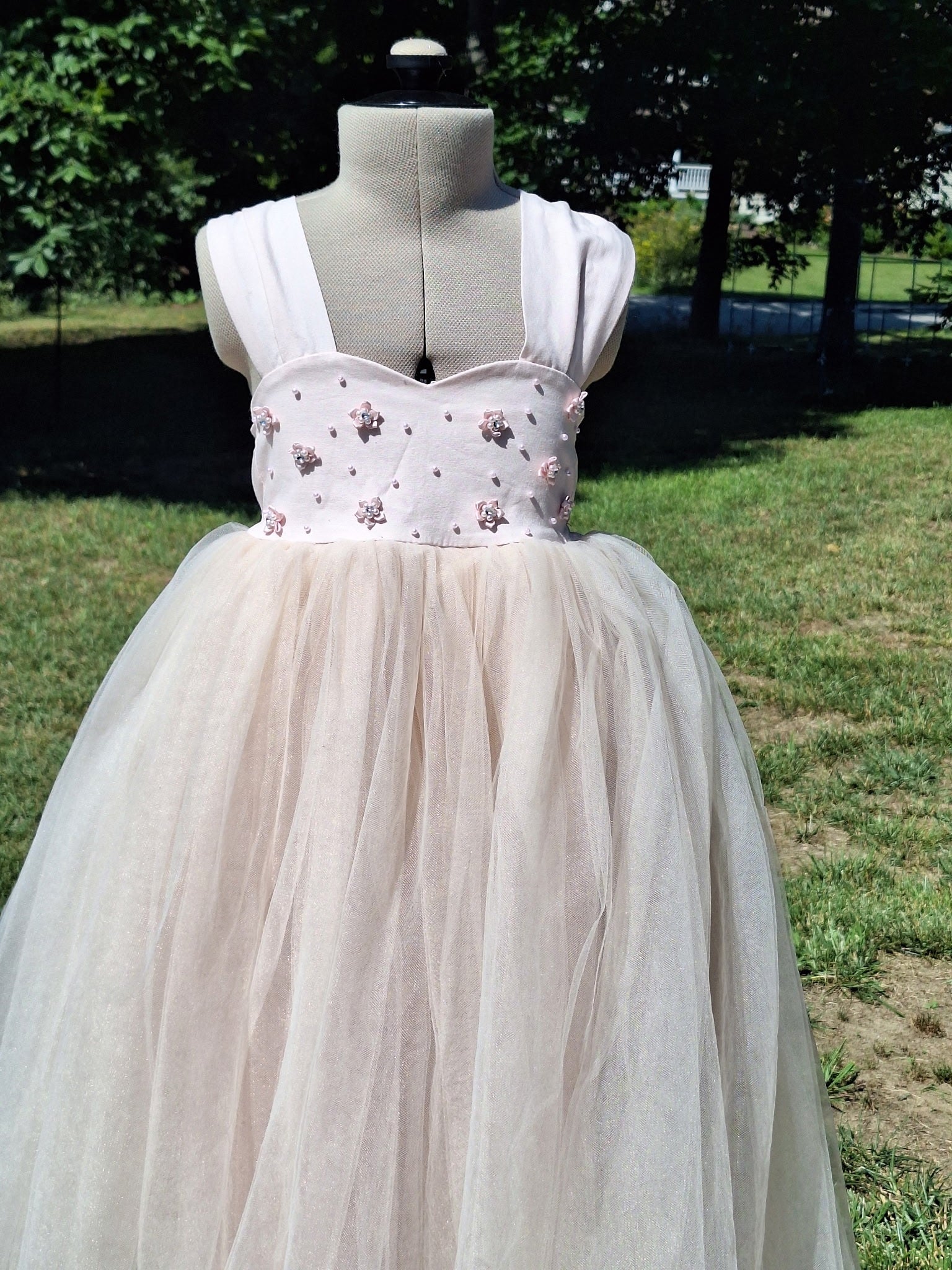 117 Blush Tule Flowy Kids Dress