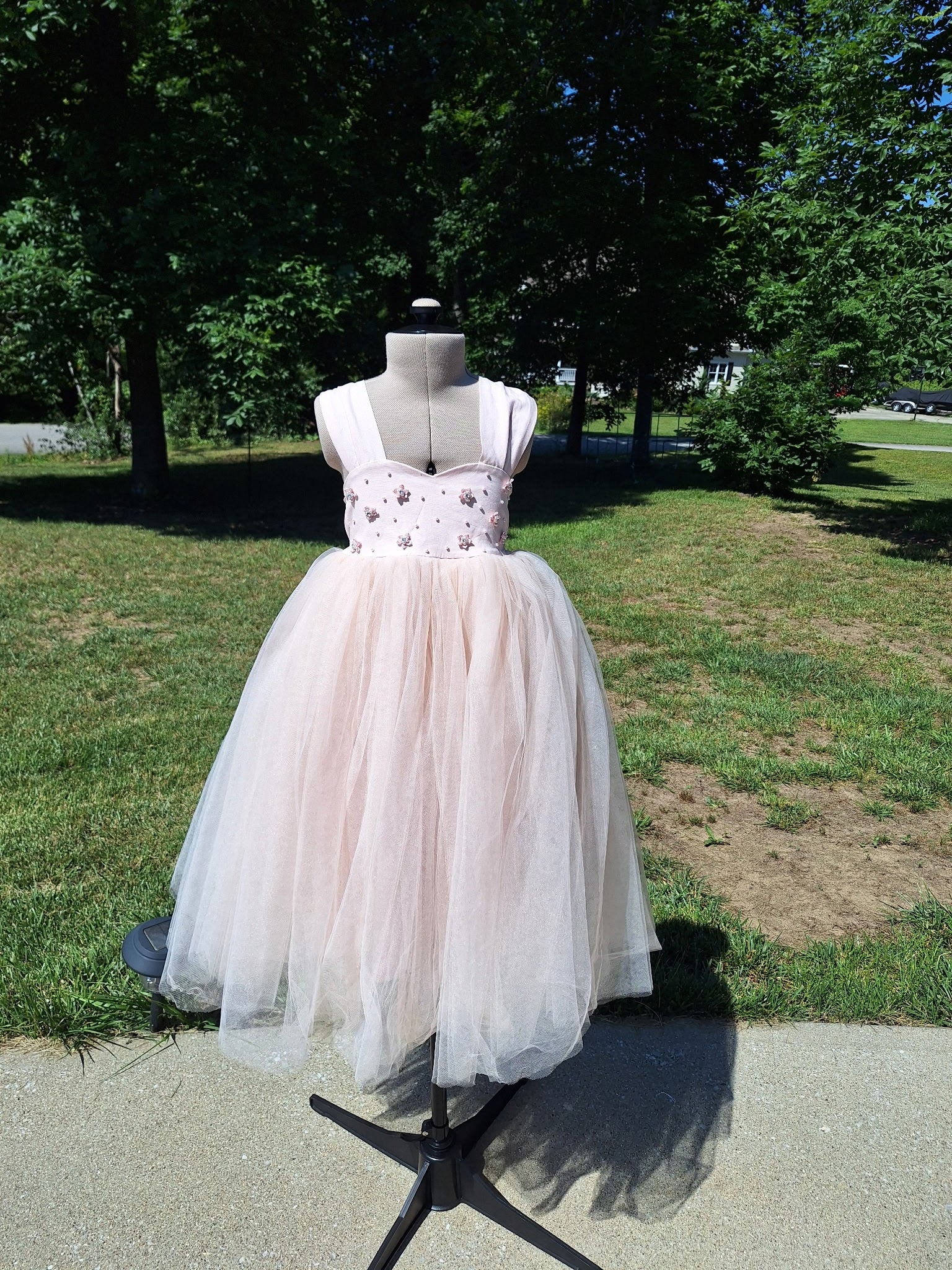 117 Blush Tule Flowy Kids Dress