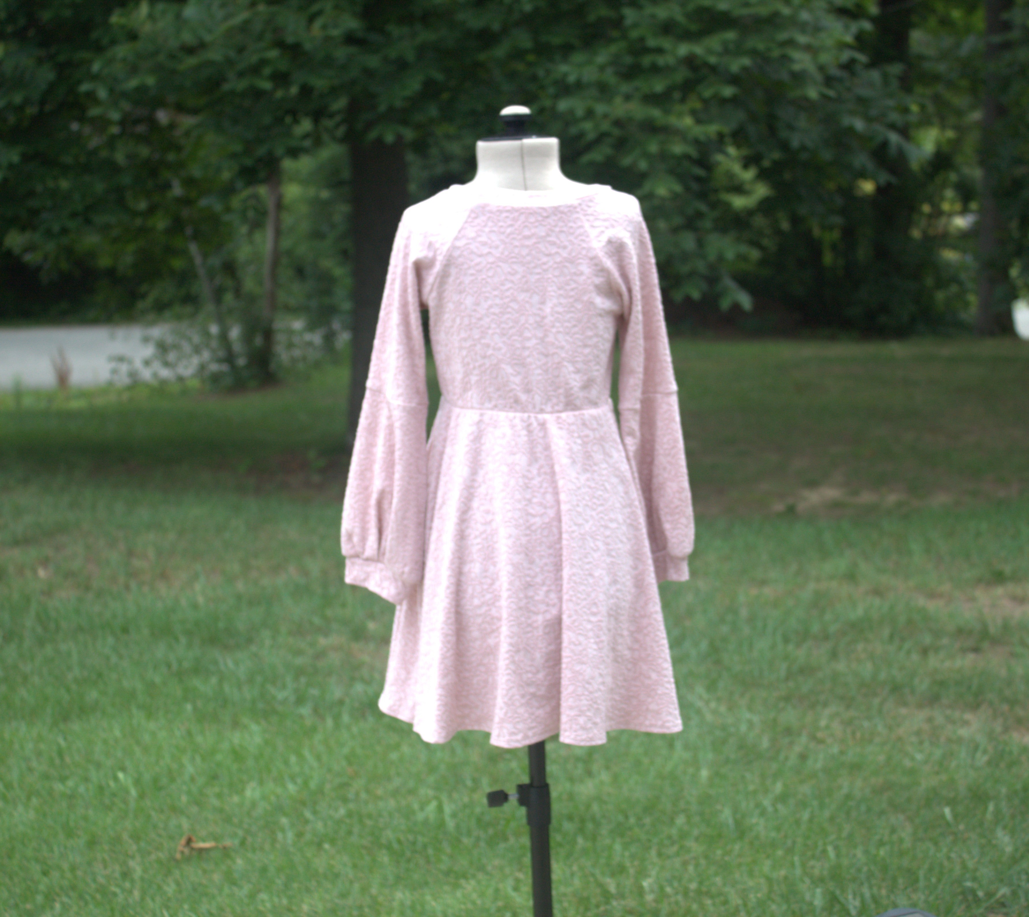 118 Pink Long Belle Sleeve Dress