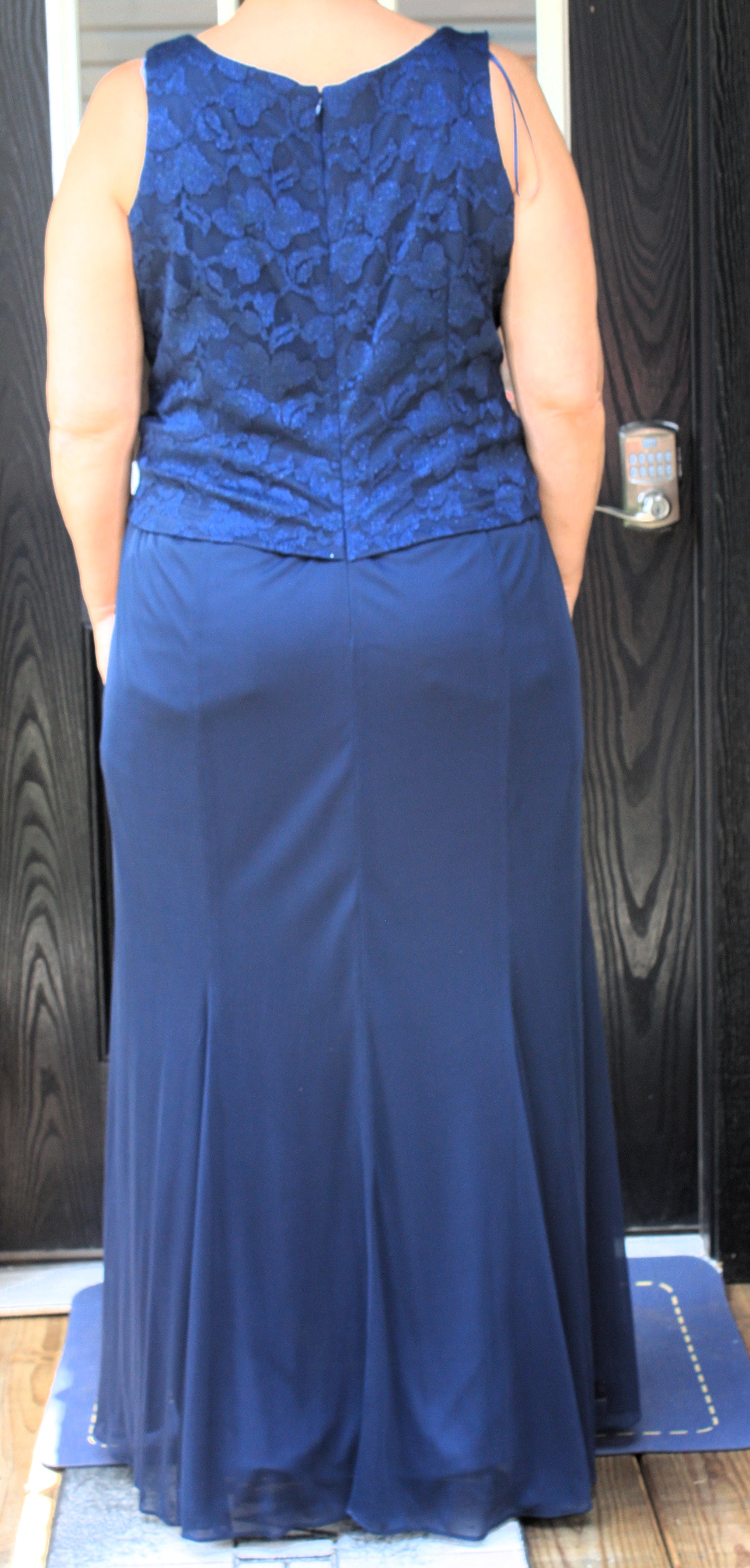 73 navy blue lace top dress