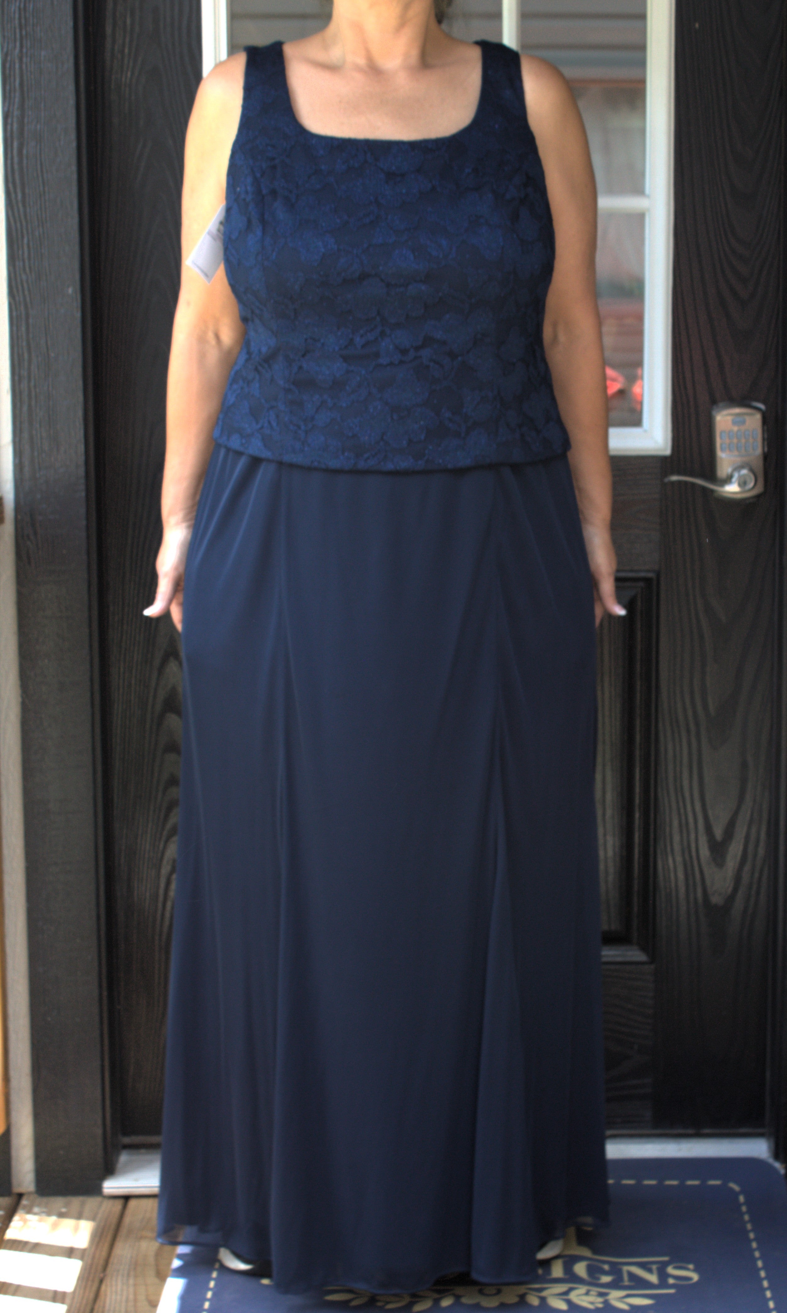 73 navy blue lace top dress