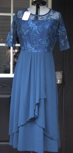 77 dark blue dress with lace top
