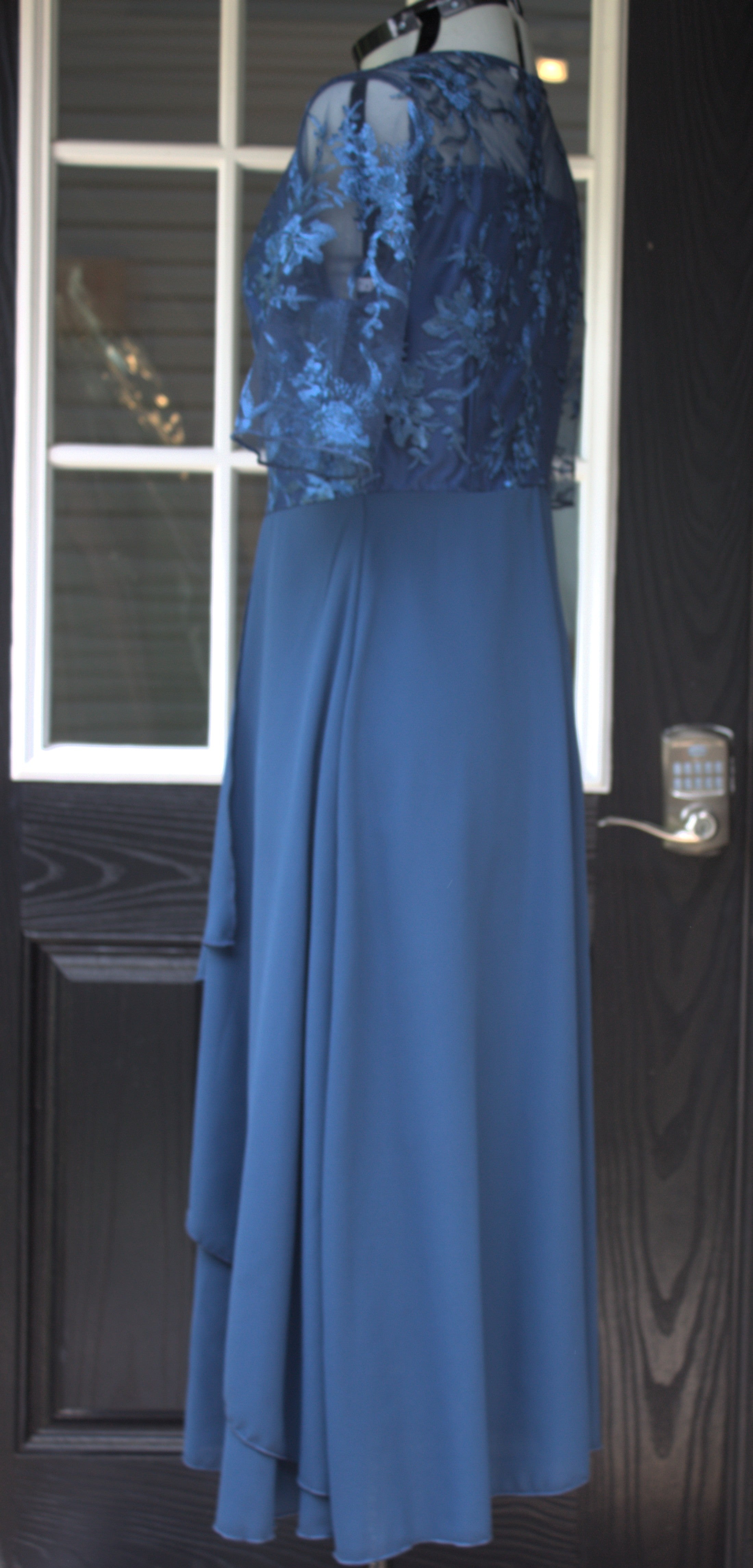77 dark blue dress with lace top