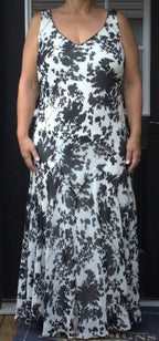 80 White dress with black floral pattern