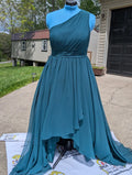 07 Hunter Green One Shoulder